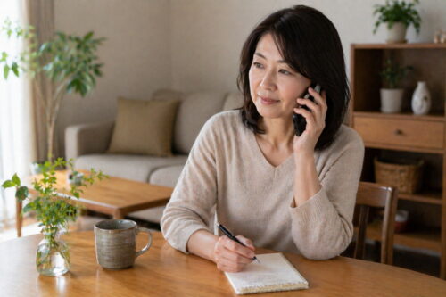 消費者センターに電話で相談しているイメージ