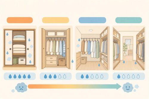 収納タイプ別の湿気リスク比較