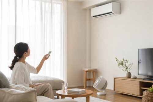 エアコンとサーキュレーターの併用シーン