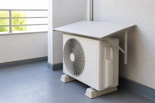 室外機の日よけと洗濯物の工夫