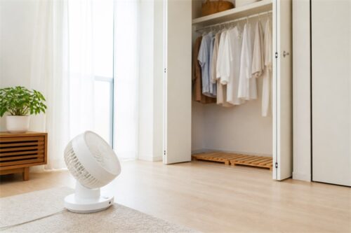 サーキュレーターで空気を循環させる部屋